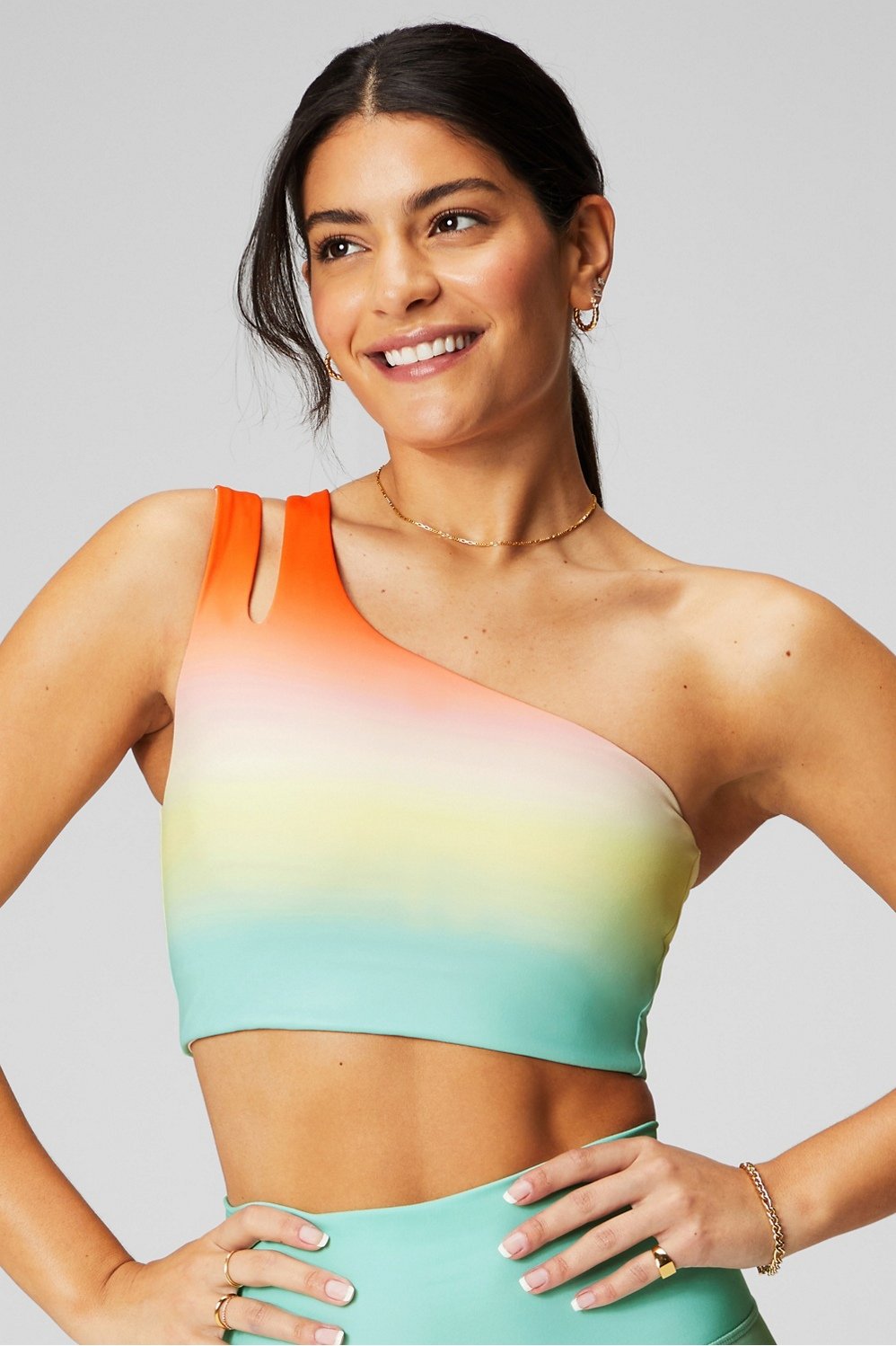 asymmetrical double strap midi bra