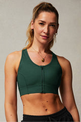 on-the-go front zip medium impact sports bra