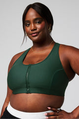 on-the-go front zip medium impact sports bra