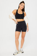 essential front zip medium impact sports bra