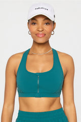 essential front zip medium impact sports bra