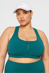 essential front zip medium impact sports bra