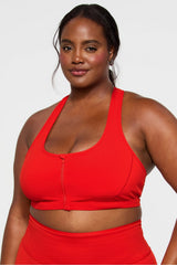 essential front zip medium impact sports bra