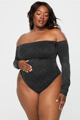 nearly naked luxe shapewear off-the-shoulder bodysuit