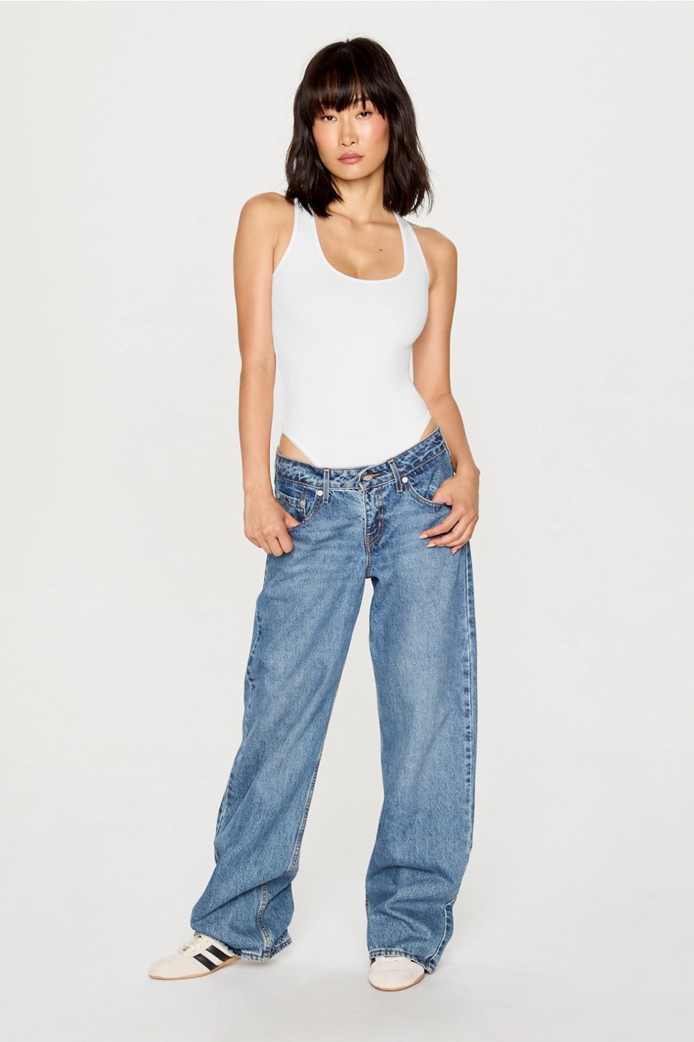 stretchy fit racerback thong bodysuit