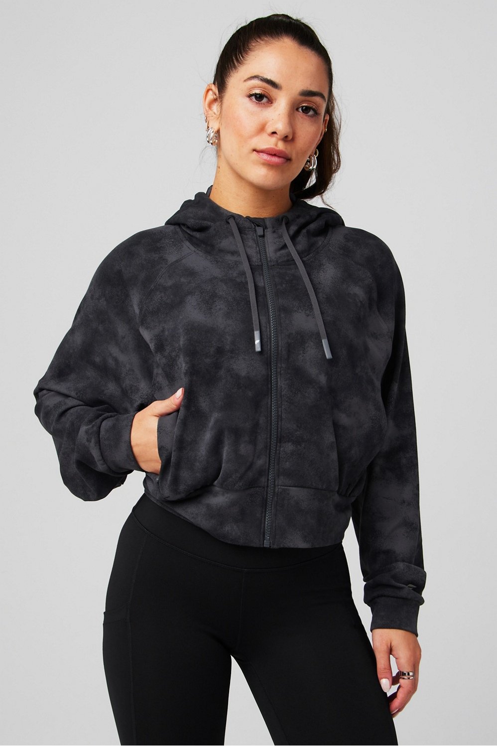 cold weather full-zip cropped hoodie
