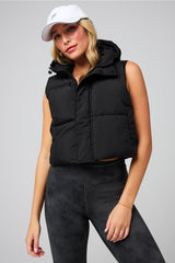 essential cropped hooded puffer vest