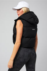 essential cropped hooded puffer vest