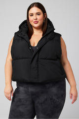 essential cropped hooded puffer vest