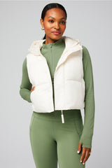 essential cropped hooded puffer vest