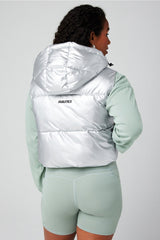 essential cropped hooded puffer vest