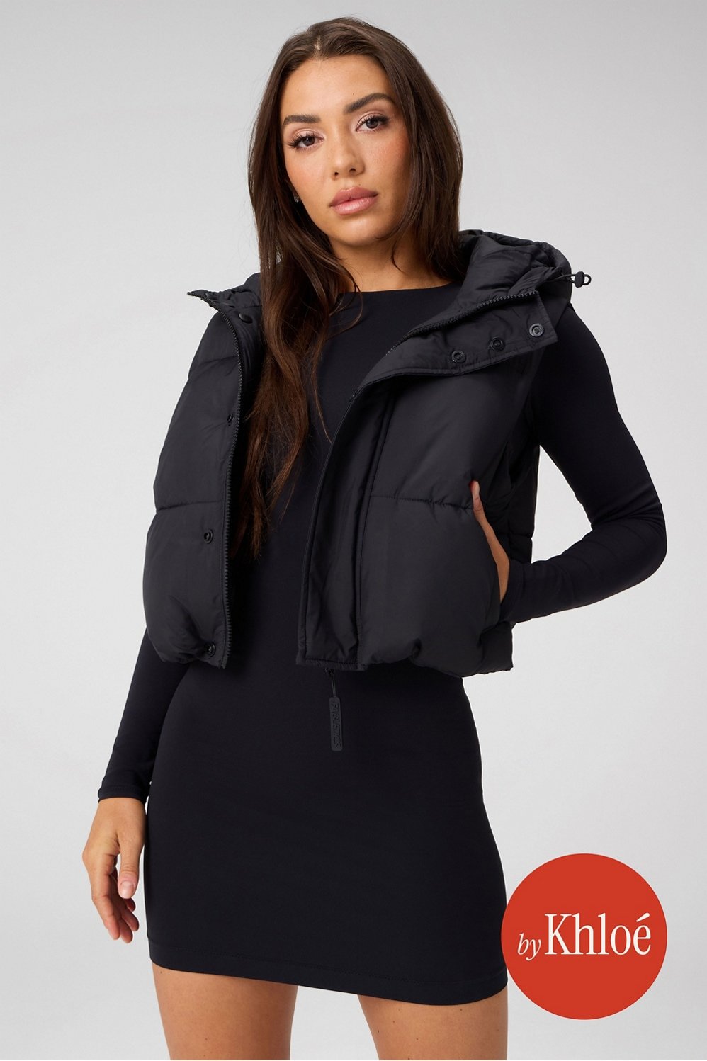 essential cropped hooded puffer vest