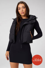 essential cropped hooded puffer vest