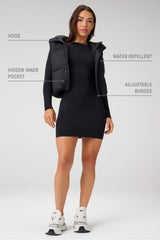 essential cropped hooded puffer vest