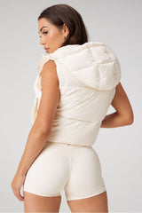 essential cropped hooded puffer vest
