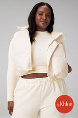 essential cropped hooded puffer vest