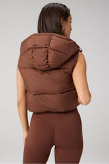 essential cropped hooded puffer vest