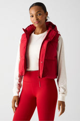 essential cropped hooded puffer vest