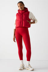 essential cropped hooded puffer vest