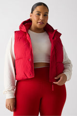 essential cropped hooded puffer vest
