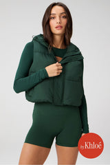 essential cropped hooded puffer vest