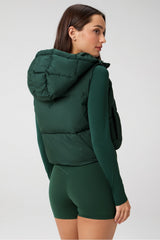 essential cropped hooded puffer vest