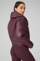 shawl collar puffer shine jacket