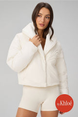 shawl collar puffer shine jacket