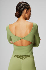 oasis twist built-in bra long-sleeve top