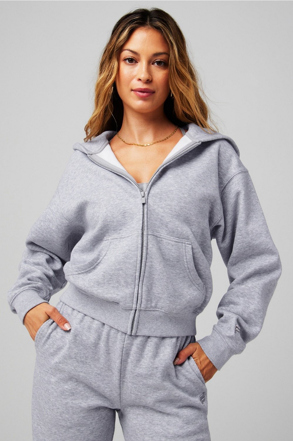 cozy fleece full zip hoodie
