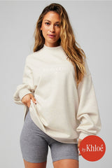 cozy fleece oversized mock neck sweatshirt