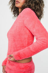 fuzz me long sleeve cropped top