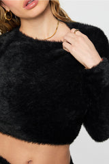 fuzz me long sleeve cropped top