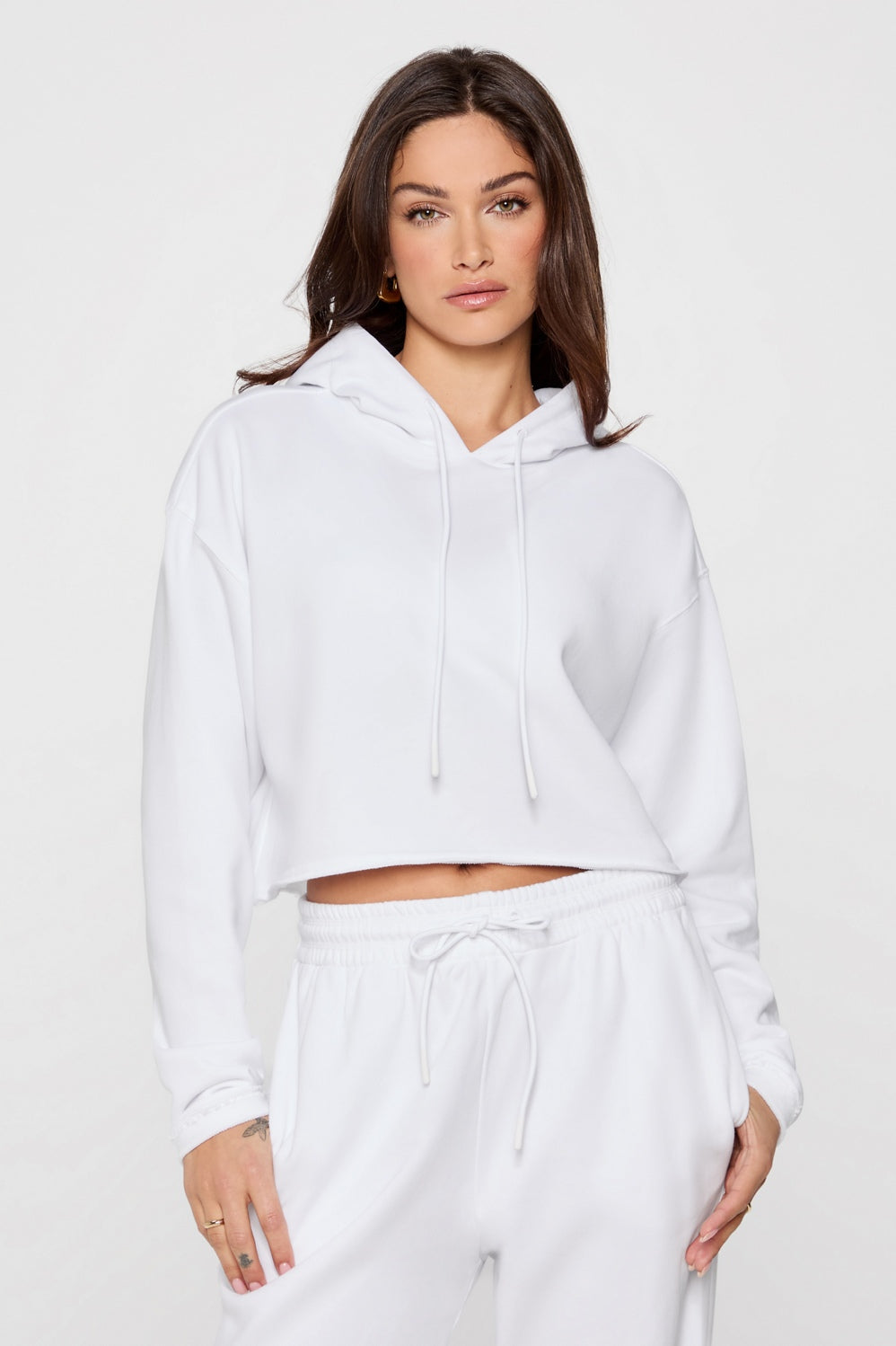 year round terry cropped hoodie