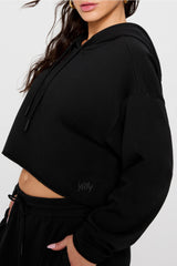 year round terry cropped hoodie