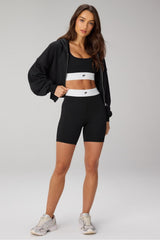 year round terry cropped full-zip hoodie
