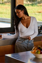 modal rib v-neck crop l/s top