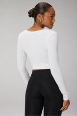 modal rib v-neck crop l/s top