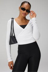 modal rib v-neck crop l/s top