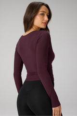 modal rib v-neck crop l/s top