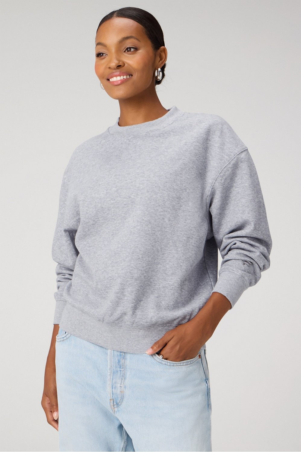 cozy fleece crew neck sweatshirt