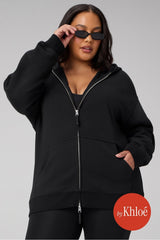 cozy fleece oversized zip up hoodie