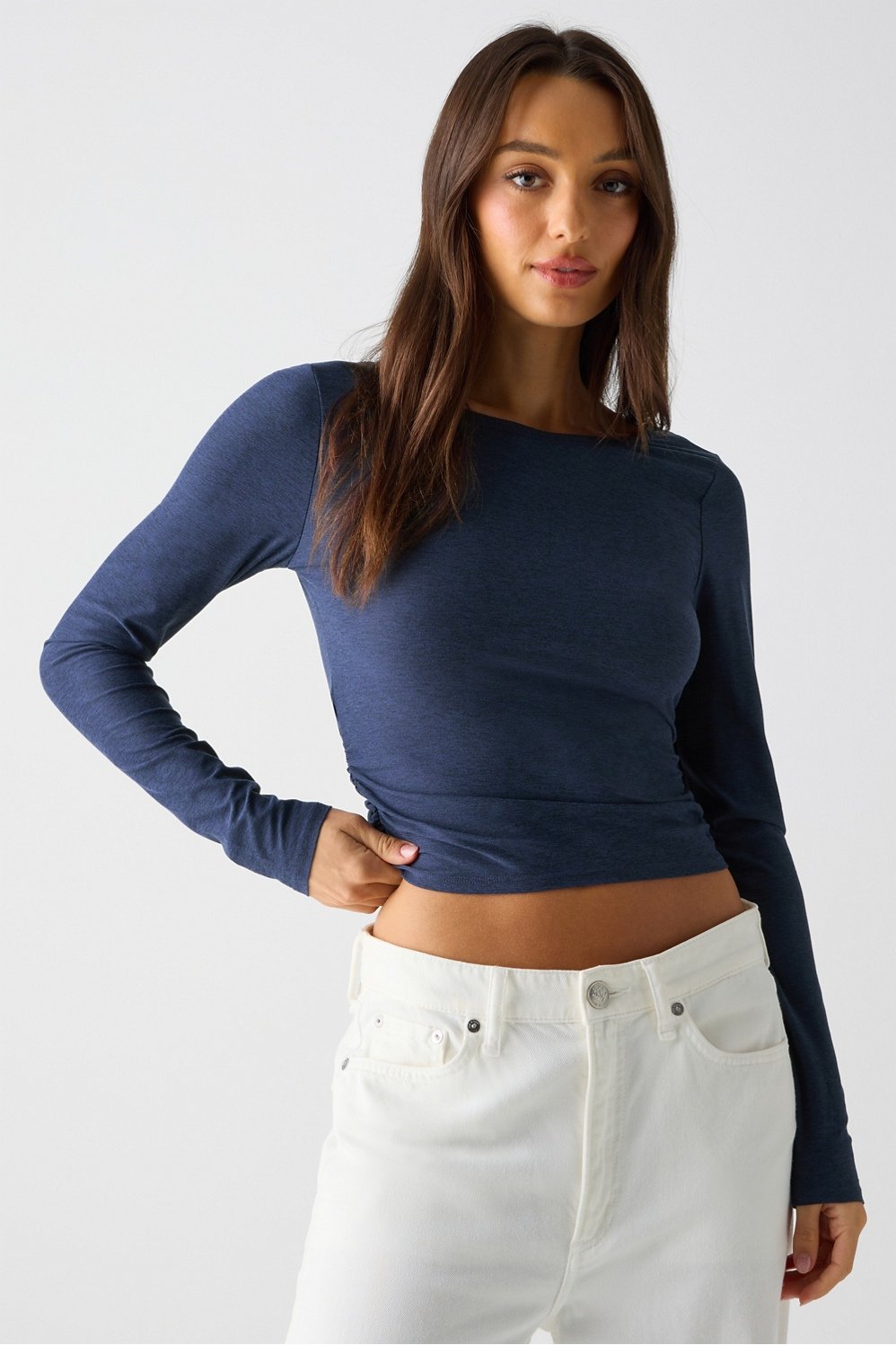 whisper crossover long-sleeve top