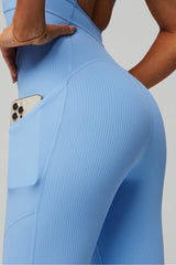 oasis rib twist front 7/8 jumpsuit