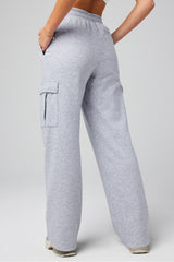 cozy fleece wide leg cargo sweatpant