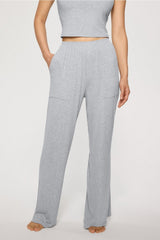 soft rib wide leg pant