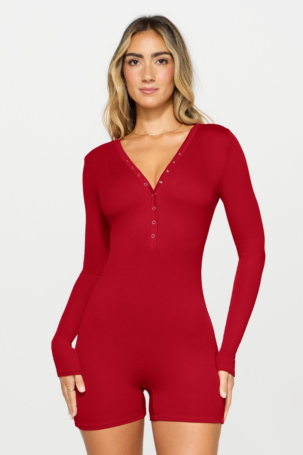soft rib henley onesie