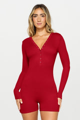 soft rib henley onesie
