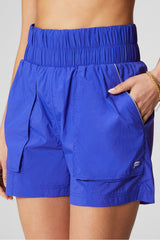 ultra high-waisted piped nylon short