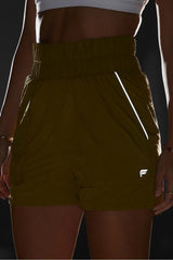 ultra high-waisted piped nylon short